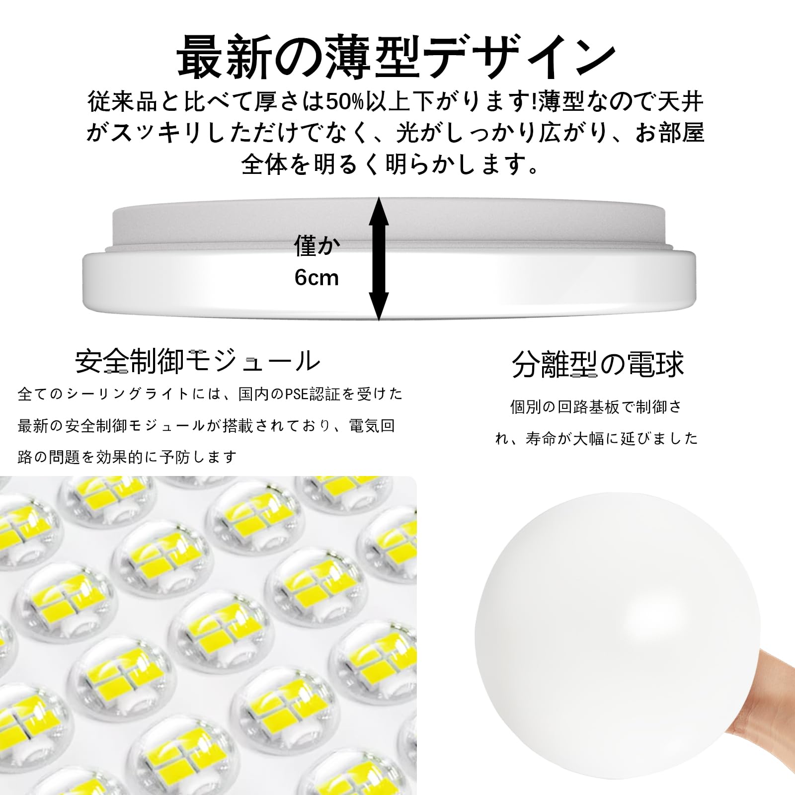 Amazon.co.jp : 46W LEDシーリングライト10-12畳 5601lm 11段階調光調